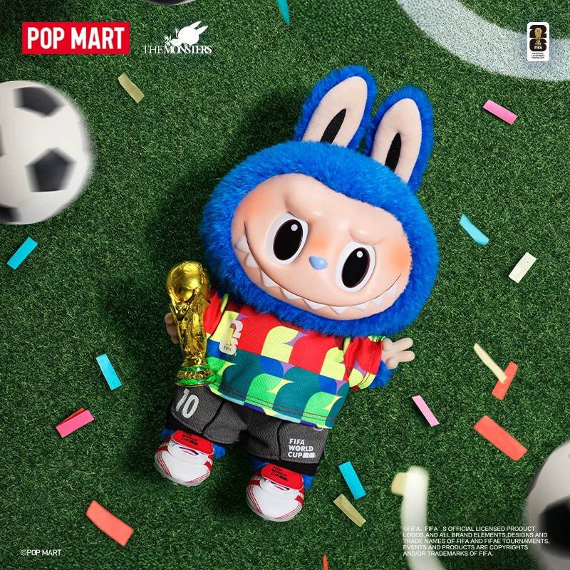 POPMART泡泡玛特拉布布×FIFA足球世界杯labubu搪胶毛绒公仔大娃